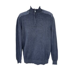 Method Men Washed Knit 1/4 Zip Sweater Retro Athleisure Winter Cozy Size L Blue